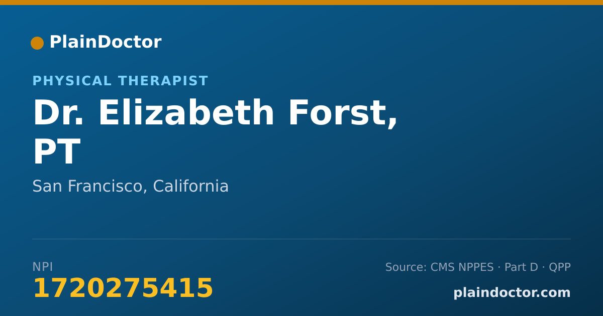 Shareable card for Elizabeth Forst, PT - Physical Therapist, San Francisco, CA