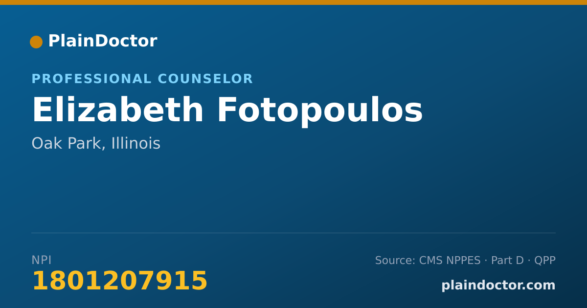 Shareable card for Elizabeth Fotopoulos - Professional Counselor, Oak Park, IL