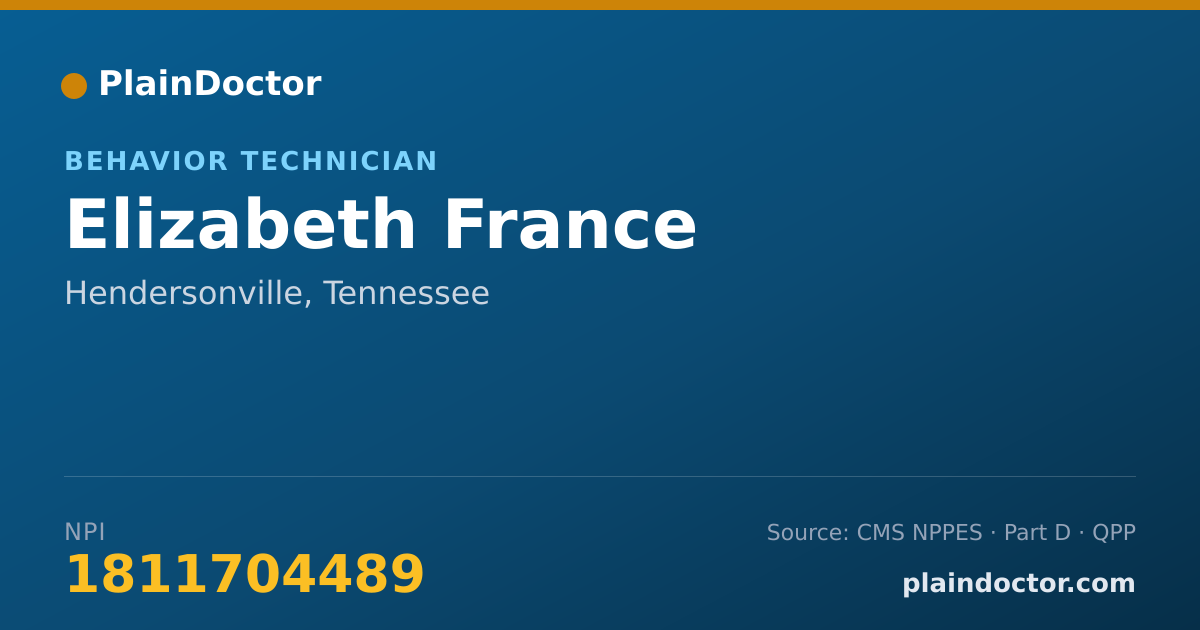 Shareable card for Elizabeth France - Behavior Technician, Hendersonville, TN