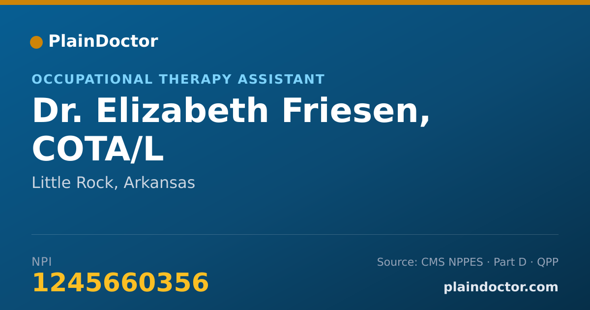 Shareable card for Elizabeth Friesen, COTA/L - Occupational Therapy Assistant, Little Rock, AR