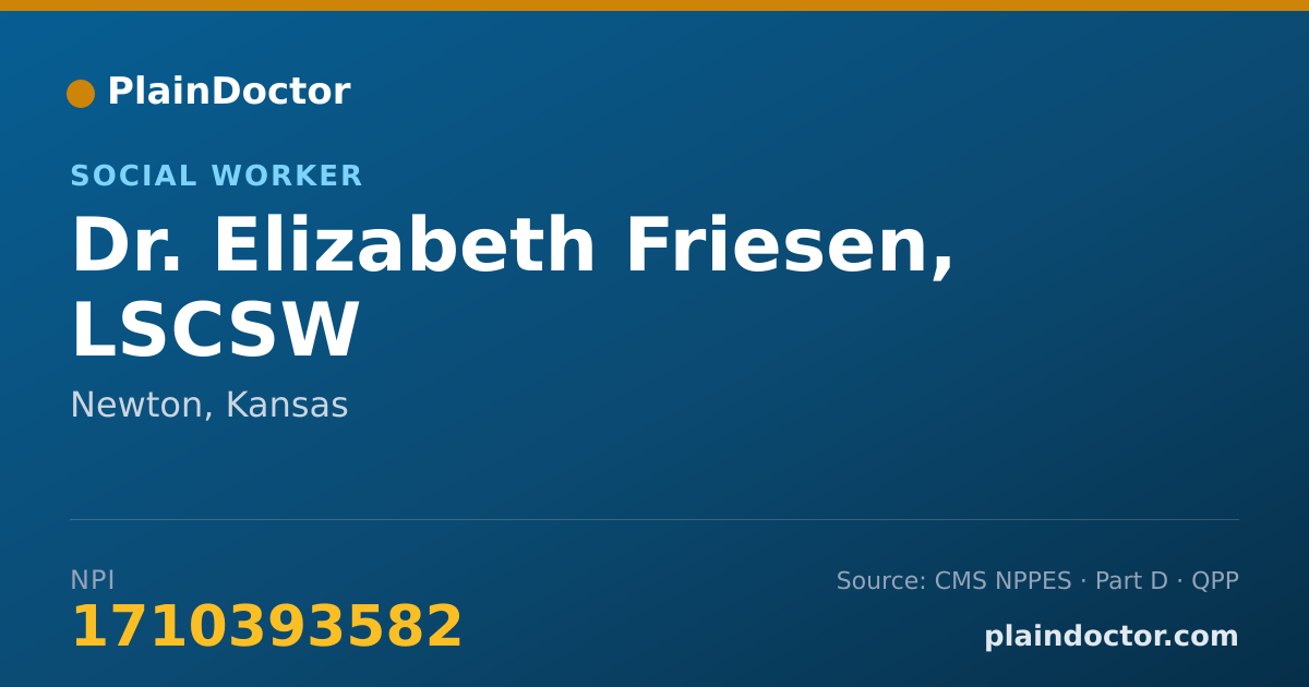Shareable card for Elizabeth Friesen, LSCSW - Social Worker, Newton, KS