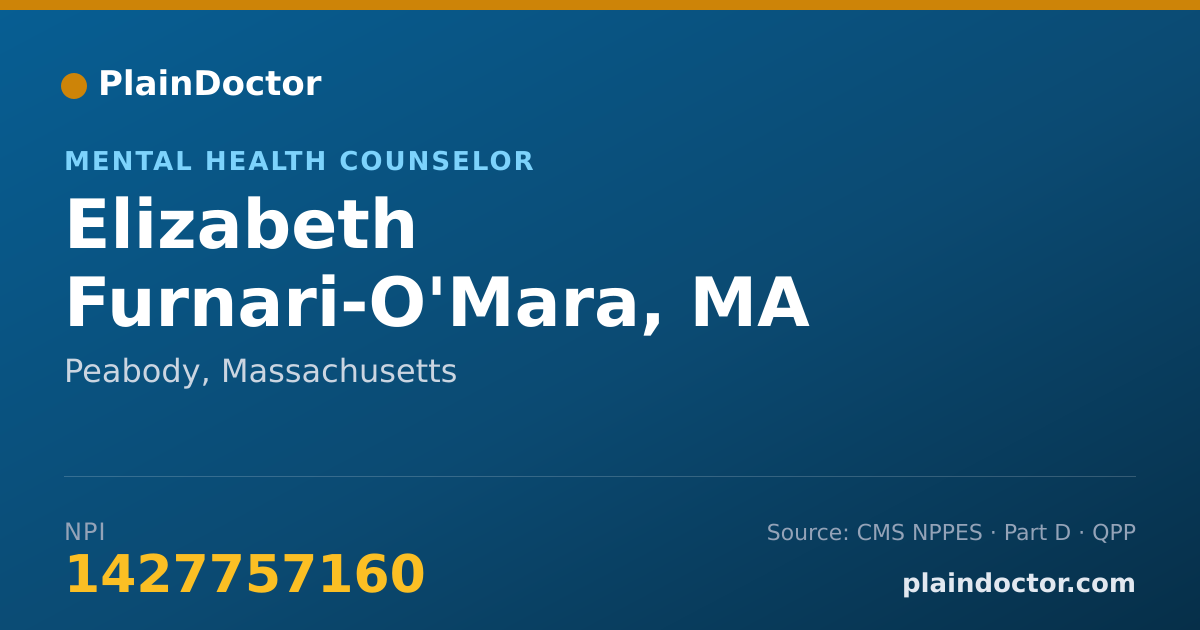 Shareable card for Elizabeth Furnari-O'Mara, MA - Mental Health Counselor, Peabody, MA