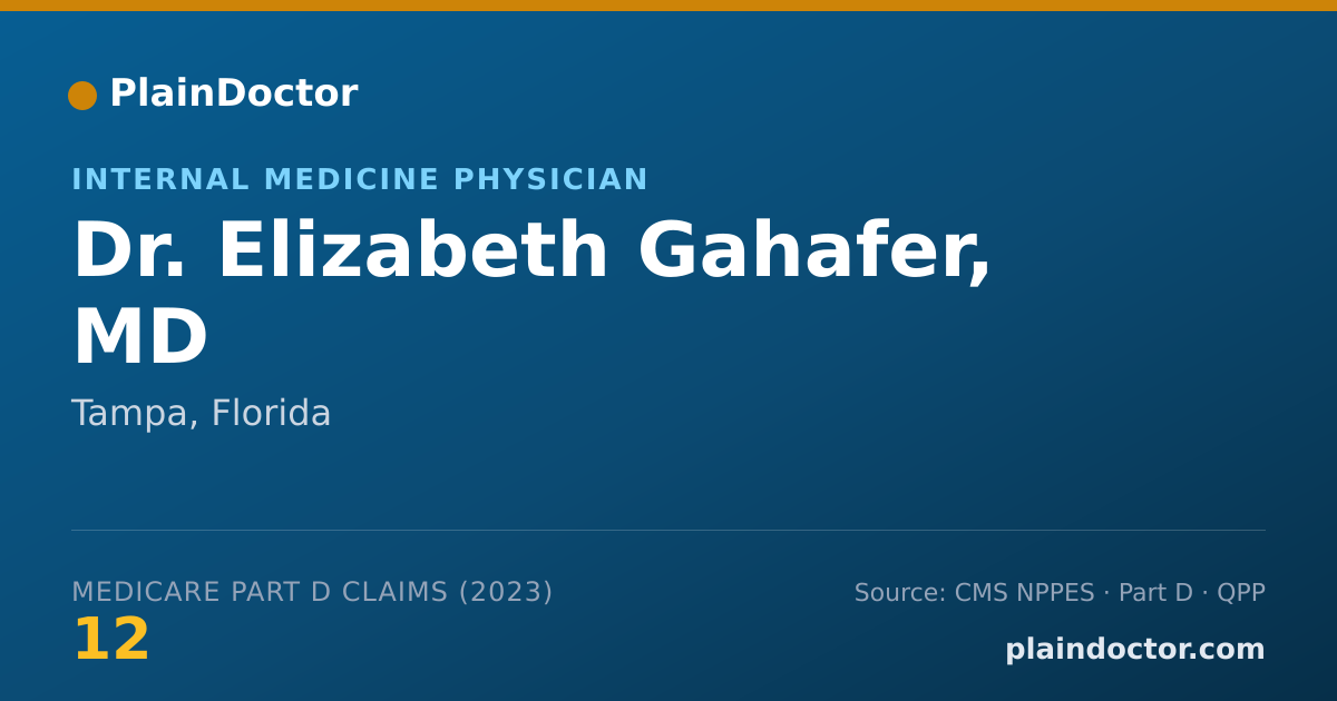 Shareable card for Elizabeth Gahafer, MD - Internal Medicine Physician, Tampa, FL