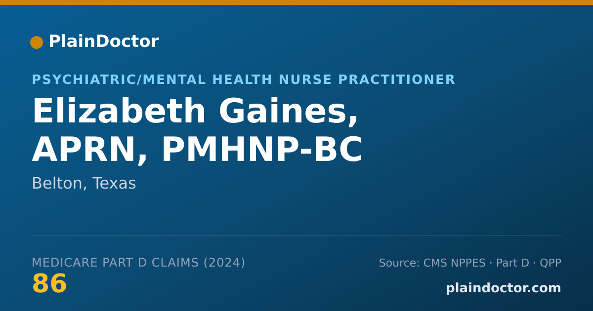 Shareable card for Elizabeth Gaines, APRN, PMHNP-BC - Psychiatric/Mental Health Nurse Practitioner, Belton, TX
