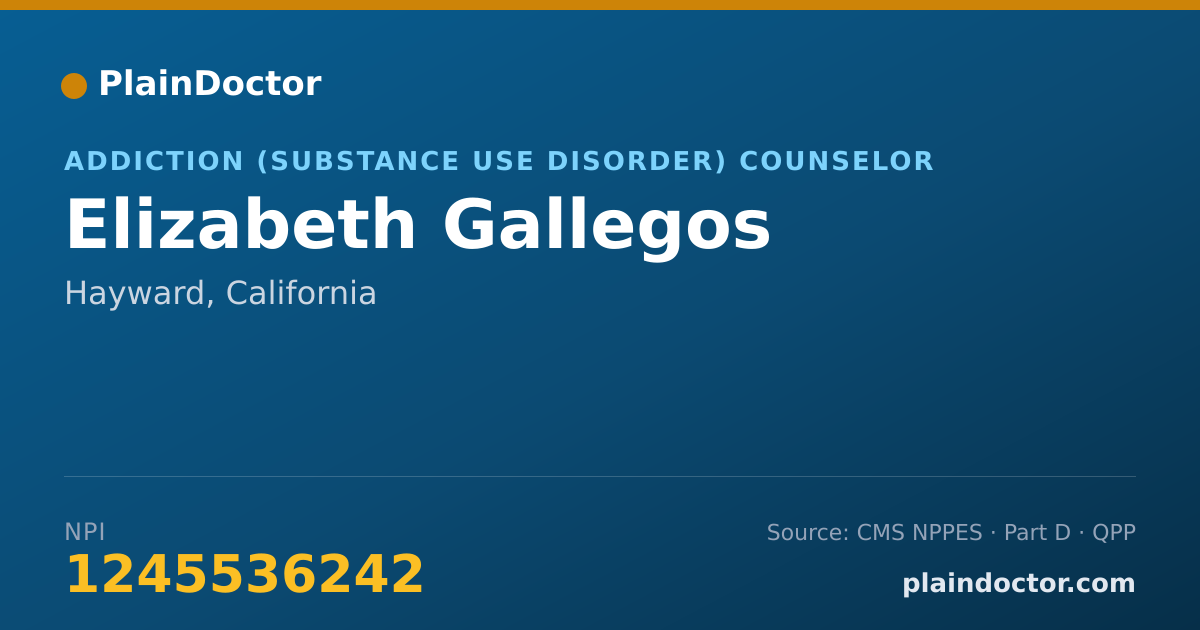 Shareable card for Elizabeth Gallegos - Addiction (Substance Use Disorder) Counselor, Hayward, CA