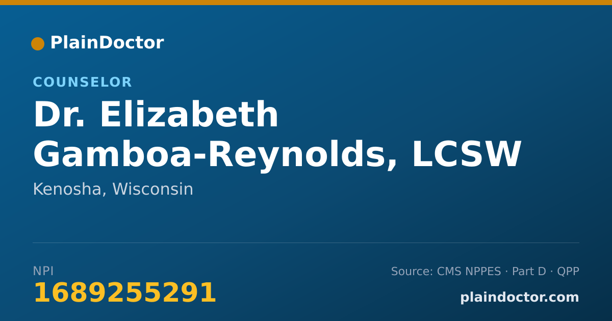 Shareable card for Elizabeth Gamboa-Reynolds, LCSW - Counselor, Kenosha, WI