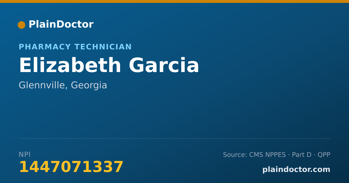 Shareable card for Elizabeth Garcia - Pharmacy Technician, Glennville, GA