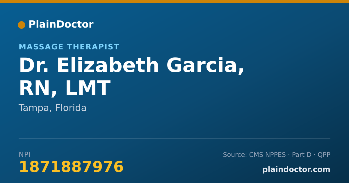 Shareable card for Elizabeth Garcia, RN, LMT - Massage Therapist, Tampa, FL