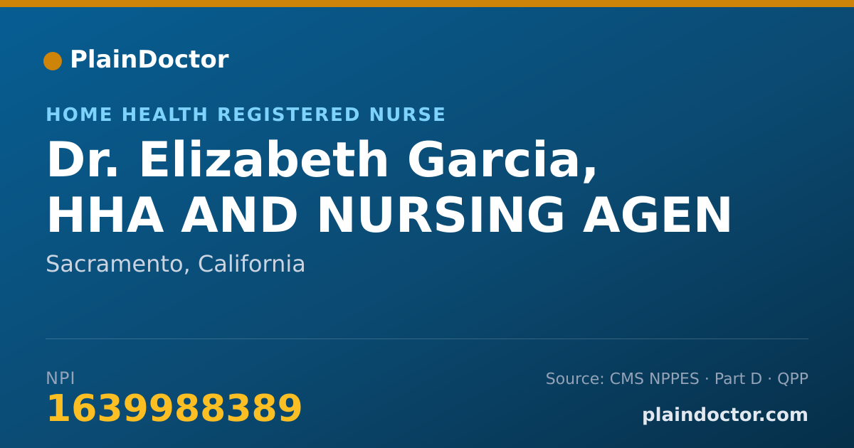 Shareable card for Elizabeth Garcia, HHA AND NURSING AGEN - Home Health Registered Nurse, Sacramento, CA