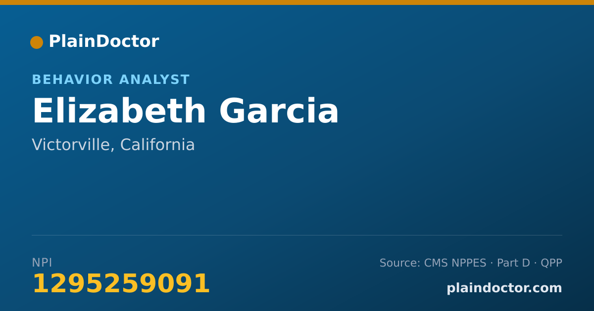 Shareable card for Elizabeth Garcia - Behavior Analyst, Victorville, CA