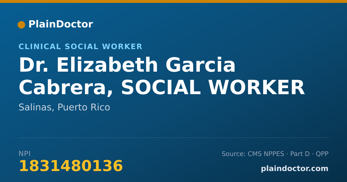 Shareable card for Elizabeth Garcia Cabrera, SOCIAL WORKER - Clinical Social Worker, Salinas, PR