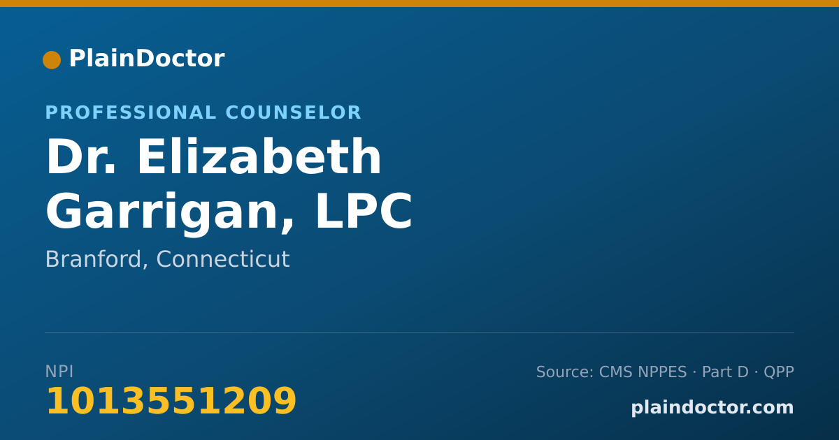 Shareable card for Elizabeth Garrigan, LPC - Professional Counselor, Branford, CT