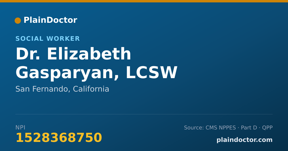 Shareable card for Elizabeth Gasparyan, LCSW - Social Worker, San Fernando, CA