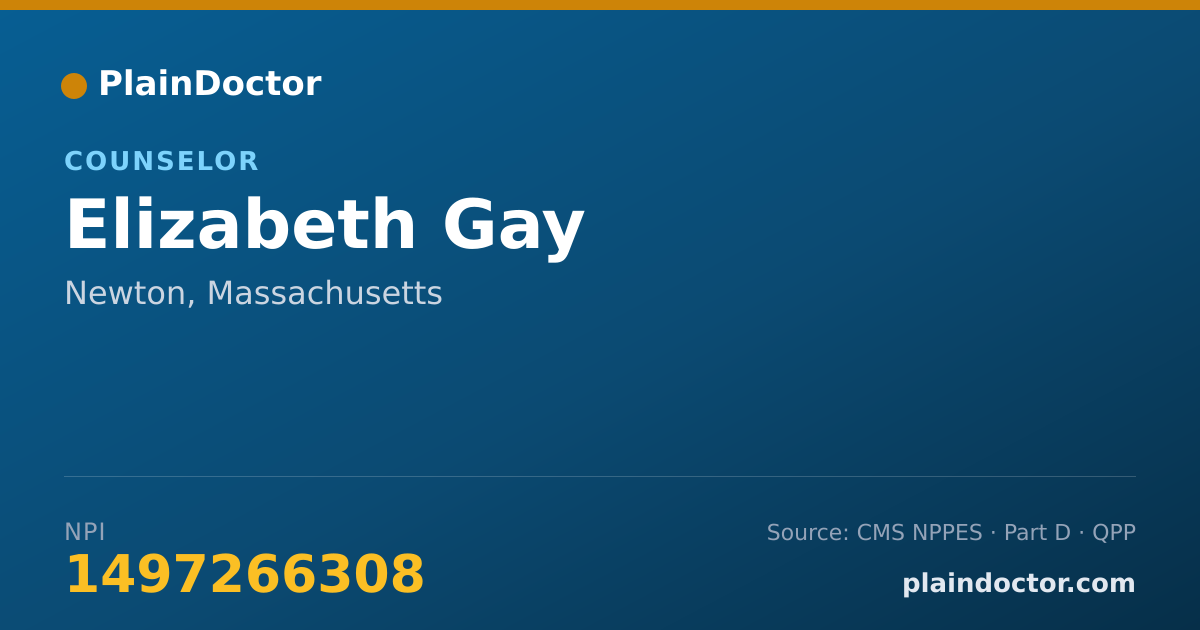 Shareable card for Elizabeth Gay - Counselor, Newton, MA