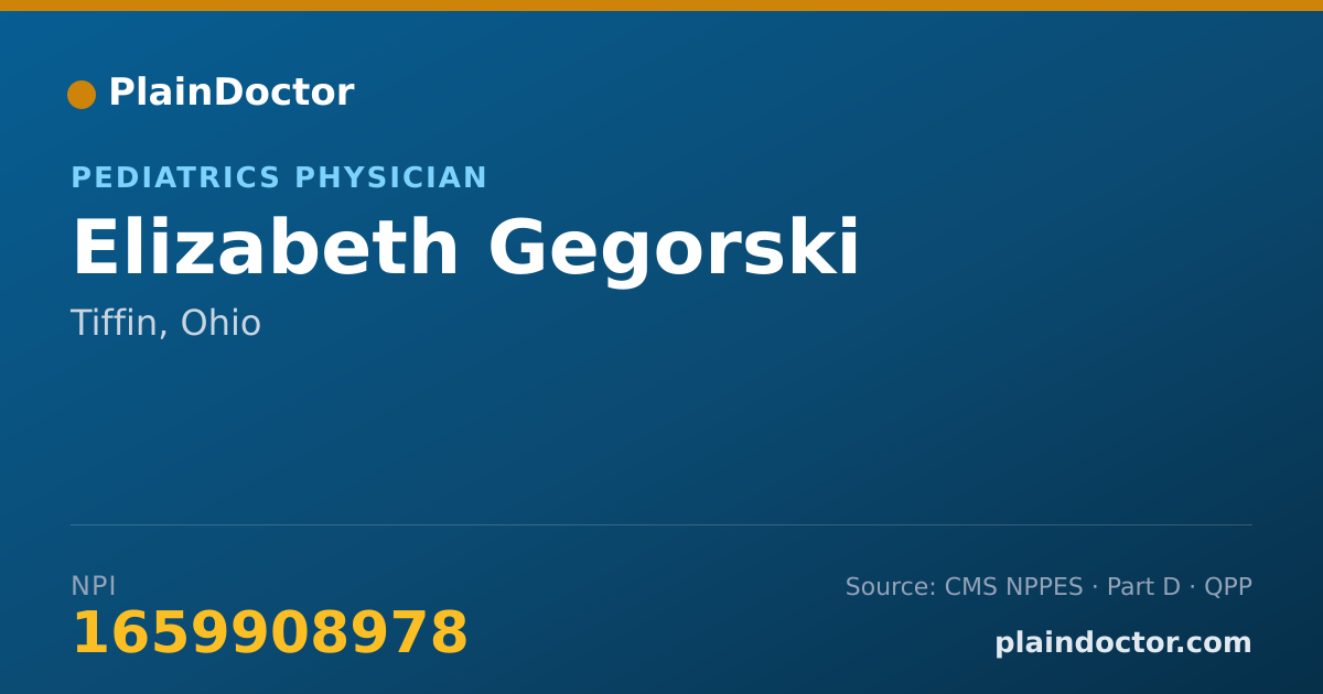 Shareable card for Elizabeth Gegorski - Pediatrics Physician, Tiffin, OH