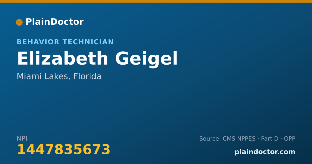 Shareable card for Elizabeth Geigel - Behavior Technician, Miami Lakes, FL