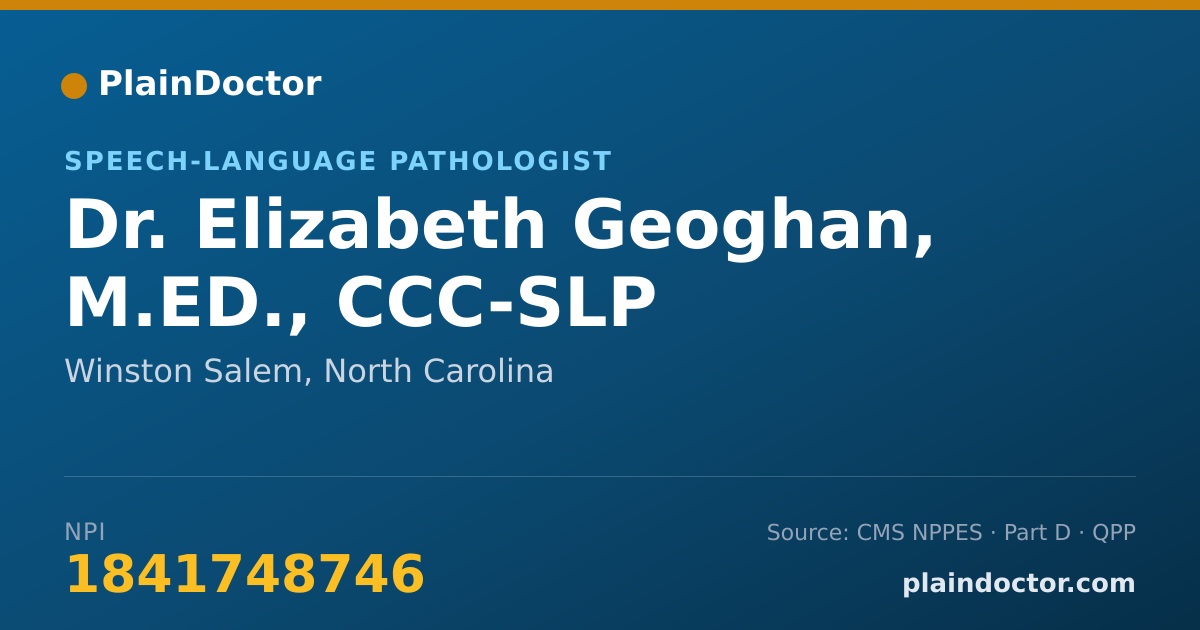 Shareable card for Elizabeth Geoghan, M.ED., CCC-SLP - Speech-Language Pathologist, Winston Salem, NC