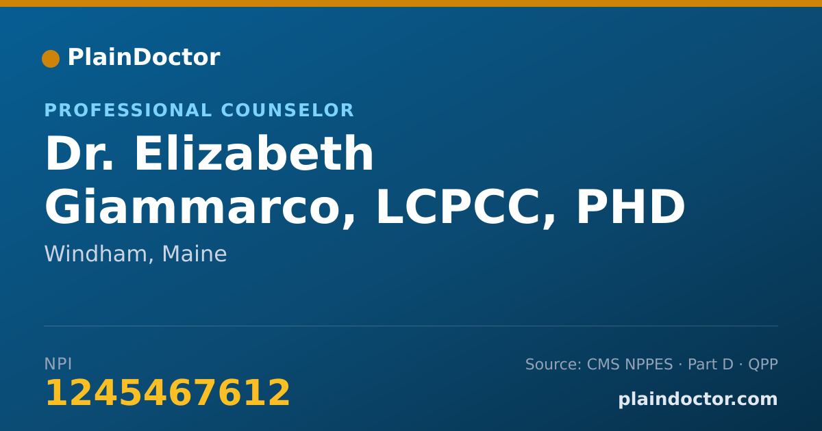 Shareable card for Elizabeth Giammarco, LCPCC, PHD - Professional Counselor, Windham, ME