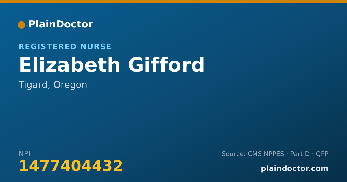 Shareable card for Elizabeth Gifford - Registered Nurse, Tigard, OR