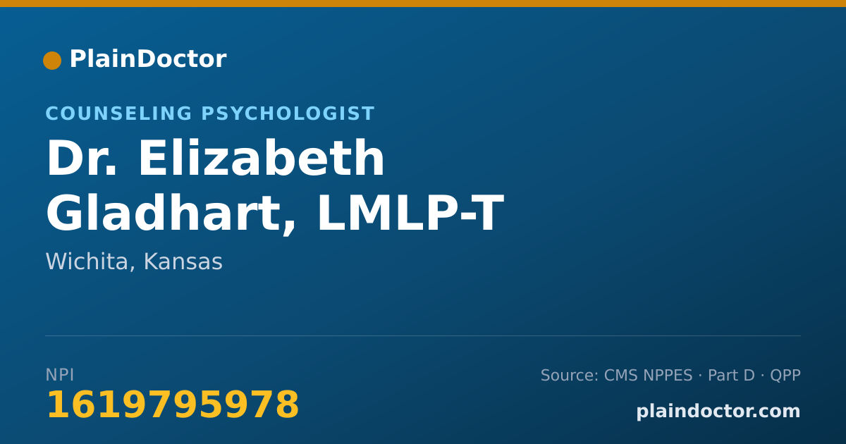 Shareable card for Elizabeth Gladhart, LMLP-T - Counseling Psychologist, Wichita, KS