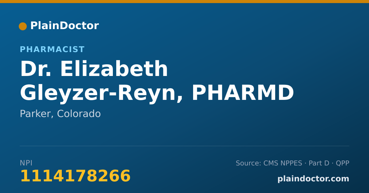Shareable card for Elizabeth Gleyzer-Reyn, PHARMD - Pharmacist, Parker, CO