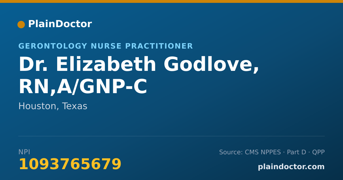 Shareable card for Elizabeth Godlove, RN,A/GNP-C - Gerontology Nurse Practitioner, Houston, TX
