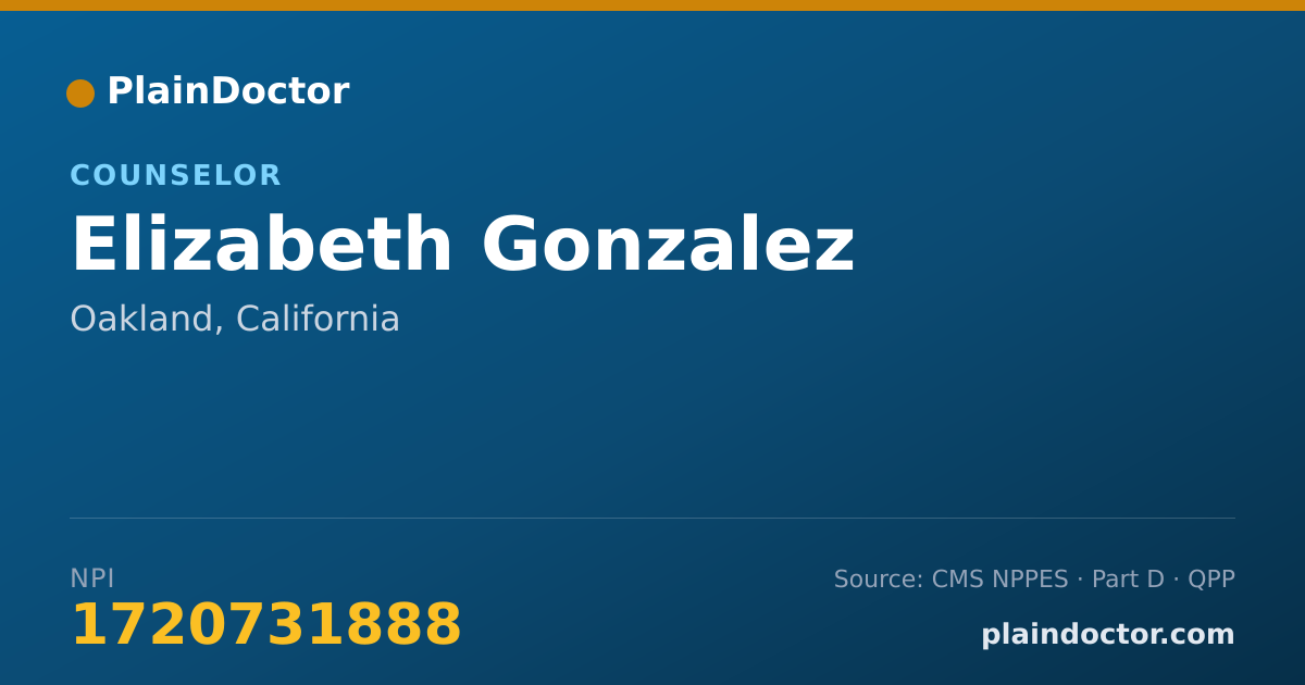 Shareable card for Elizabeth Gonzalez - Counselor, Oakland, CA