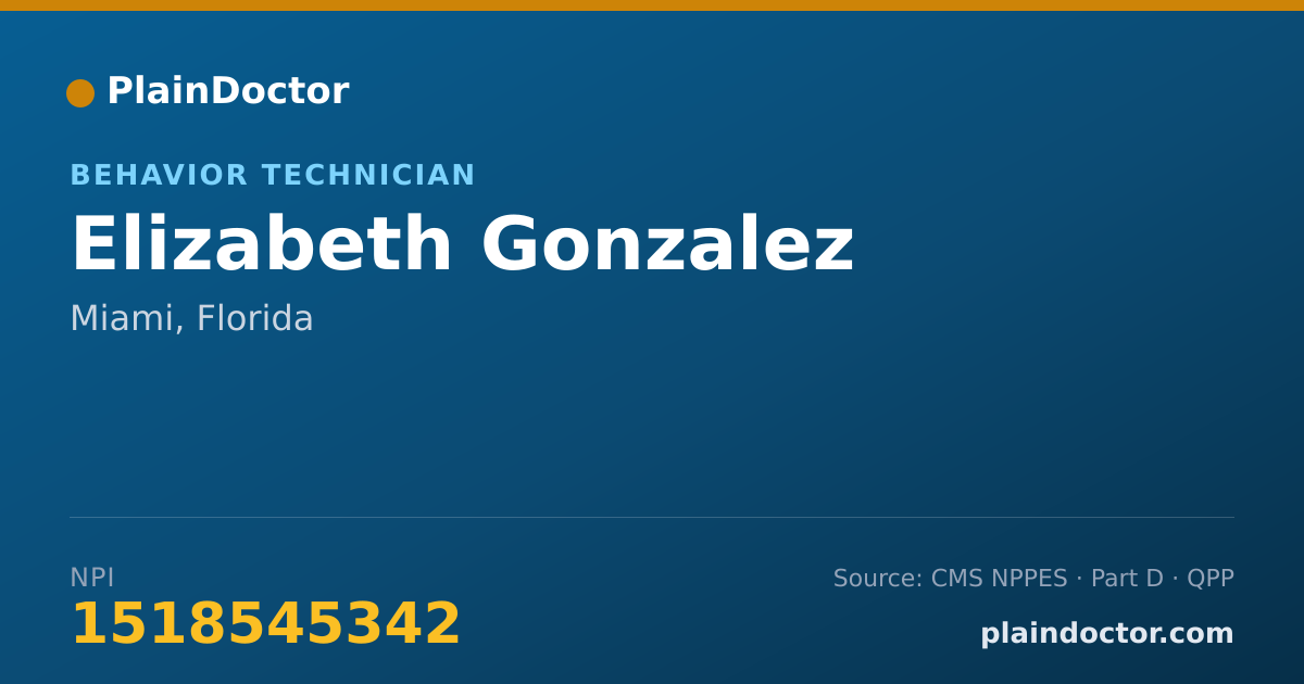 Shareable card for Elizabeth Gonzalez - Behavior Technician, Miami, FL