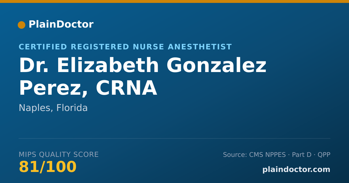 Shareable card for Elizabeth Gonzalez Perez, CRNA - Certified Registered Nurse Anesthetist, Naples, FL