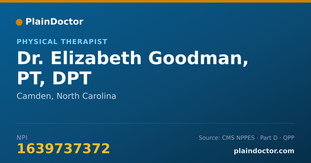 Shareable card for Elizabeth Goodman, PT, DPT - Physical Therapist, Camden, NC
