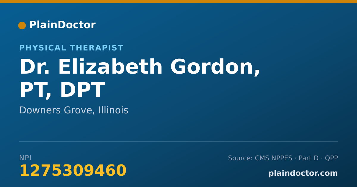 Shareable card for Elizabeth Gordon, PT, DPT - Physical Therapist, Downers Grove, IL