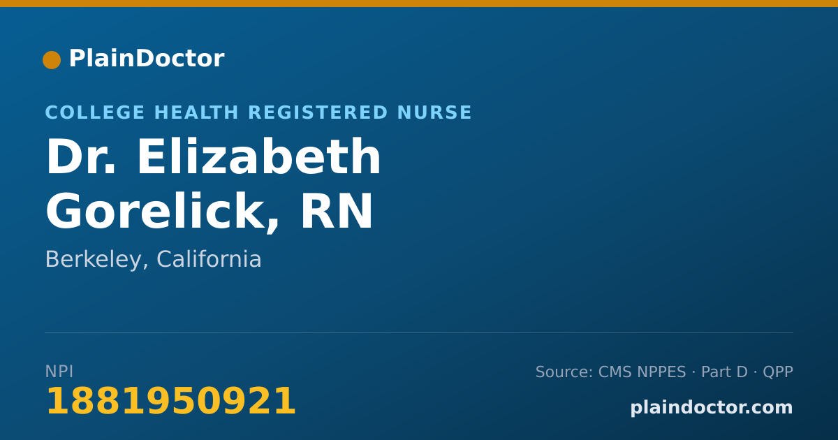 Shareable card for Elizabeth Gorelick, RN - College Health Registered Nurse, Berkeley, CA
