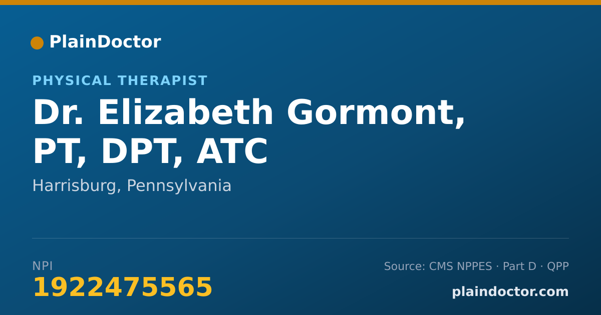 Shareable card for Elizabeth Gormont, PT, DPT, ATC - Physical Therapist, Harrisburg, PA