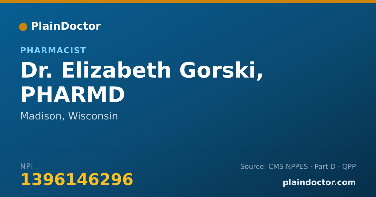 Shareable card for Elizabeth Gorski, PHARMD - Pharmacist, Madison, WI