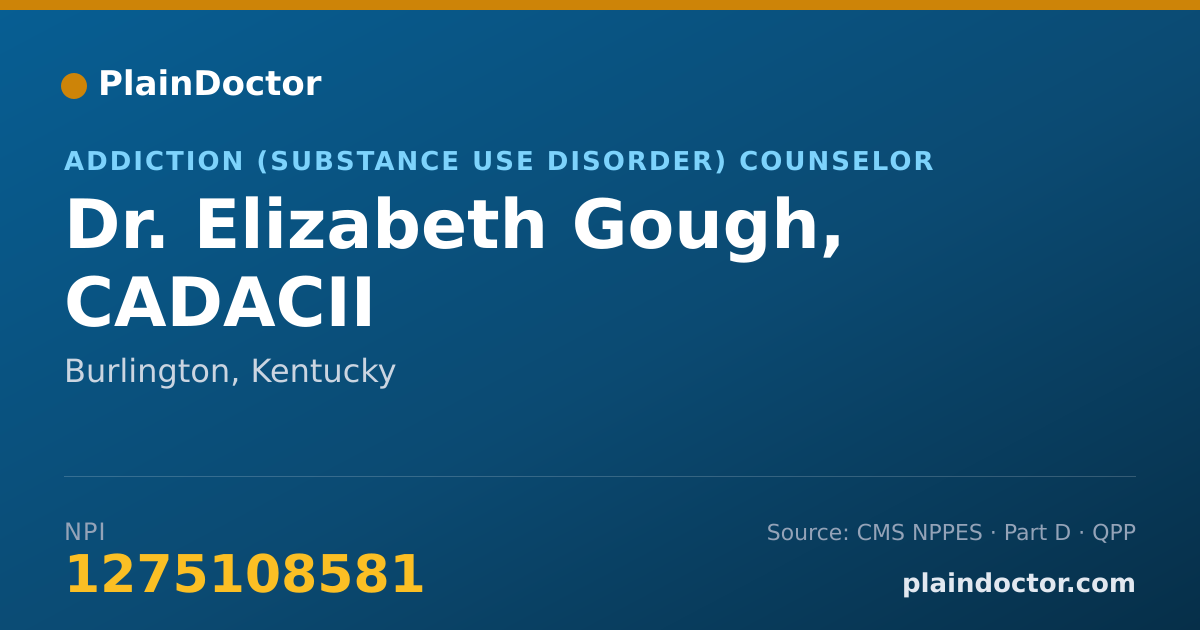 Shareable card for Elizabeth Gough, CADACII - Addiction (Substance Use Disorder) Counselor, Burlington, KY