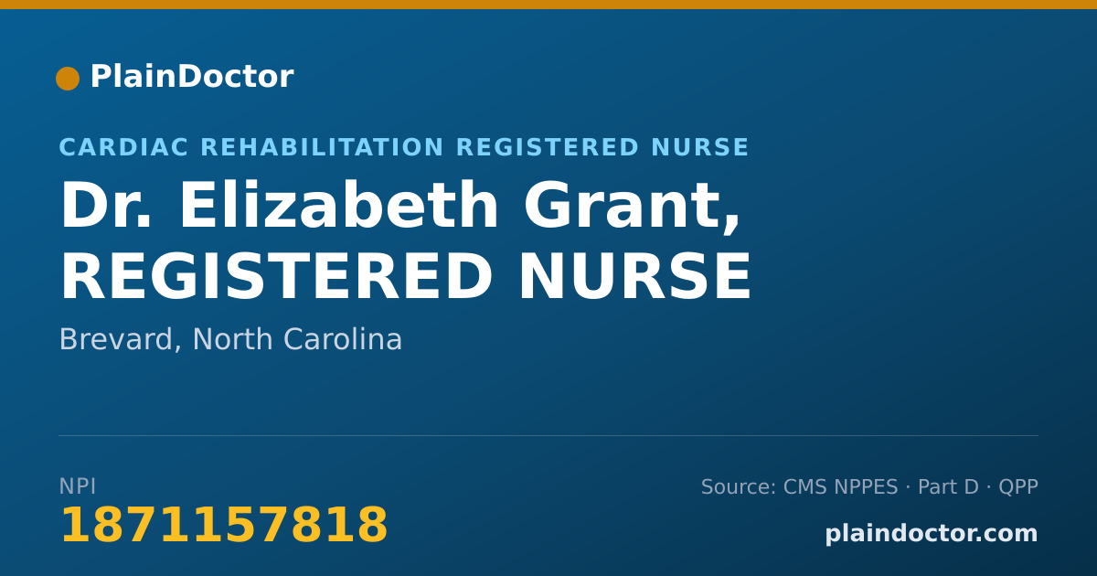 Shareable card for Elizabeth Grant, REGISTERED NURSE - Cardiac Rehabilitation Registered Nurse, Brevard, NC