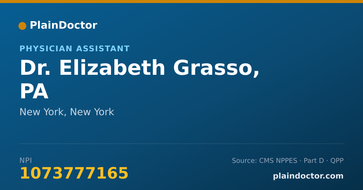 Shareable card for Elizabeth Grasso, PA - Physician Assistant, New York, NY