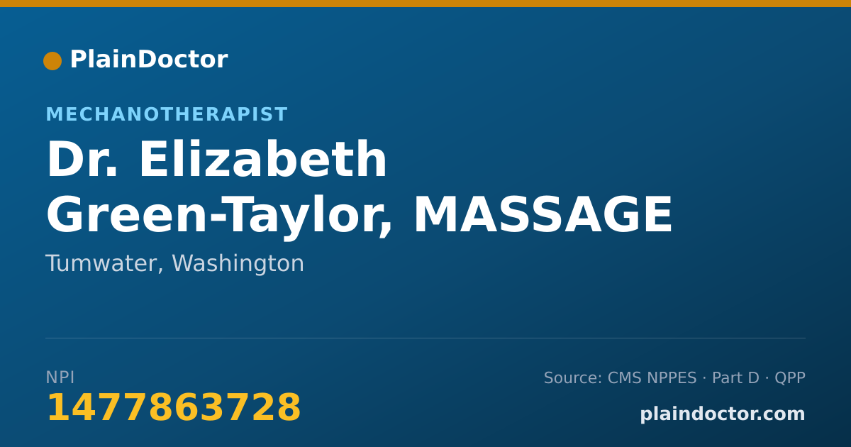 Shareable card for Elizabeth Green-Taylor, MASSAGE THERAPIST - Mechanotherapist, Tumwater, WA