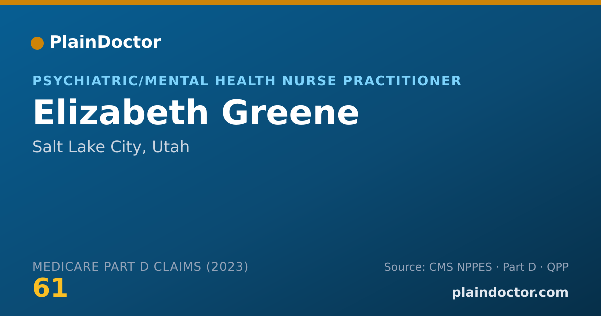Shareable card for Elizabeth Greene - Psychiatric/Mental Health Nurse Practitioner, Salt Lake City, UT