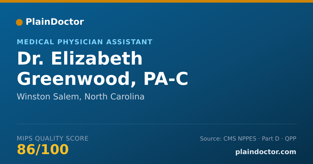 Shareable card for Elizabeth Greenwood, PA-C - Medical Physician Assistant, Winston Salem, NC
