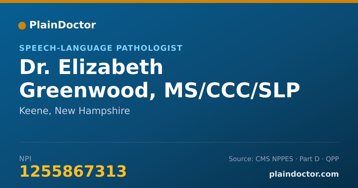 Shareable card for Elizabeth Greenwood, MS/CCC/SLP - Speech-Language Pathologist, Keene, NH