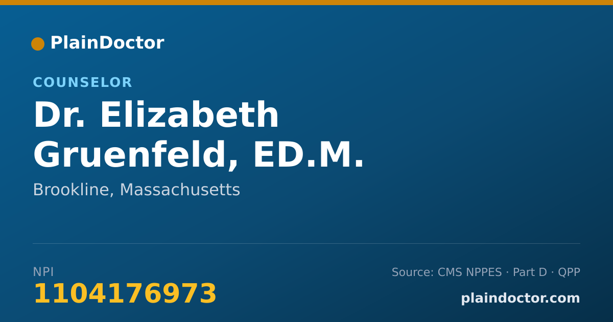 Shareable card for Elizabeth Gruenfeld, ED.M. - Counselor, Brookline, MA