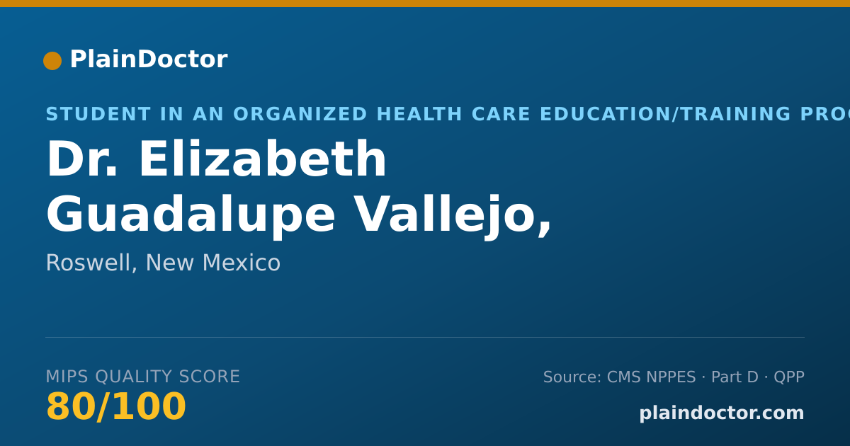 Shareable card for Elizabeth Guadalupe Vallejo, M.D. - Student in an Organized Health Care Education/Training Program, Roswell, NM