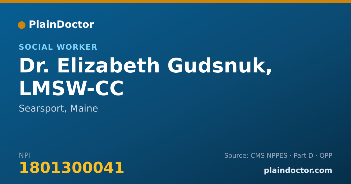 Shareable card for Elizabeth Gudsnuk, LMSW-CC - Social Worker, Searsport, ME