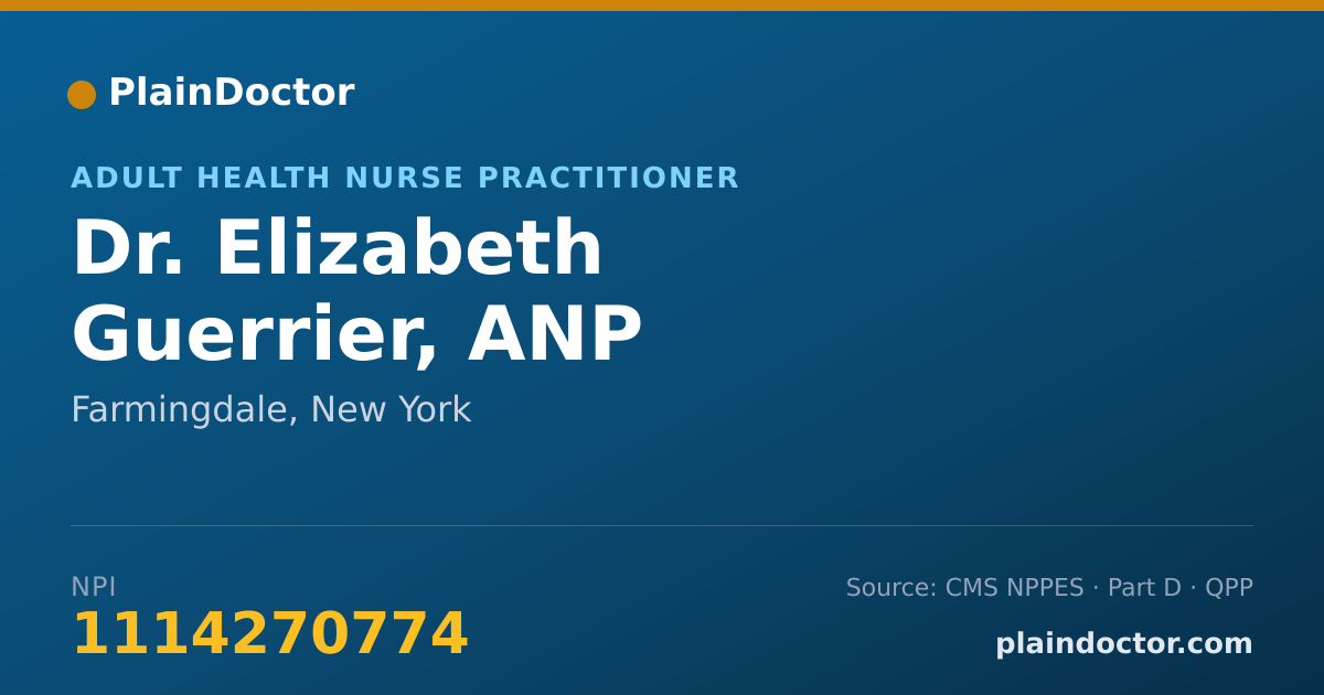 Shareable card for Elizabeth Guerrier, ANP - Adult Health Nurse Practitioner, Farmingdale, NY