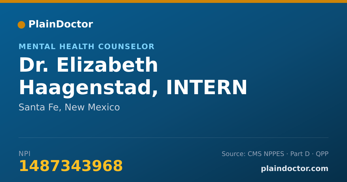 Shareable card for Elizabeth Haagenstad, INTERN MENTAL HEALTH - Mental Health Counselor, Santa Fe, NM