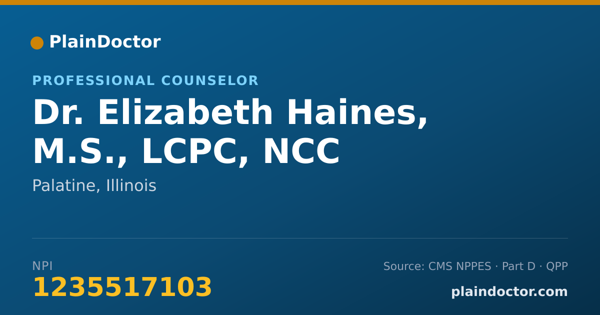 Shareable card for Elizabeth Haines, M.S., LCPC, NCC - Professional Counselor, Palatine, IL