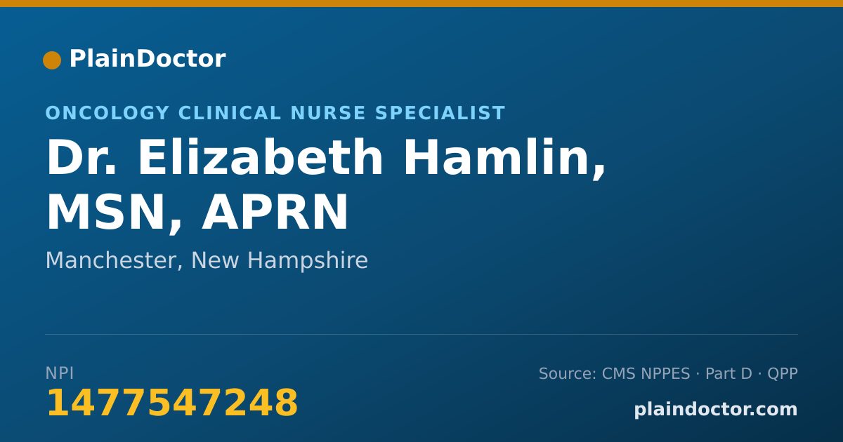 Shareable card for Elizabeth Hamlin, MSN, APRN - Oncology Clinical Nurse Specialist, Manchester, NH