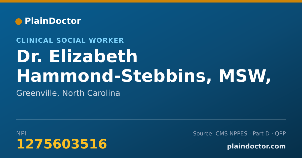 Shareable card for Elizabeth Hammond-Stebbins, MSW, LCSW - Clinical Social Worker, Greenville, NC