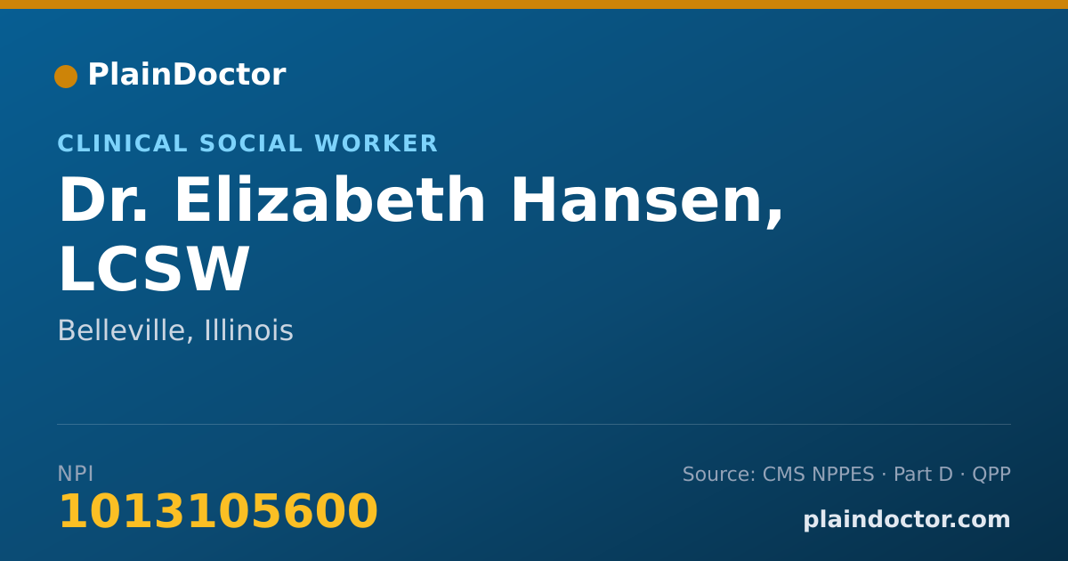 Shareable card for Elizabeth Hansen, LCSW - Clinical Social Worker, Belleville, IL